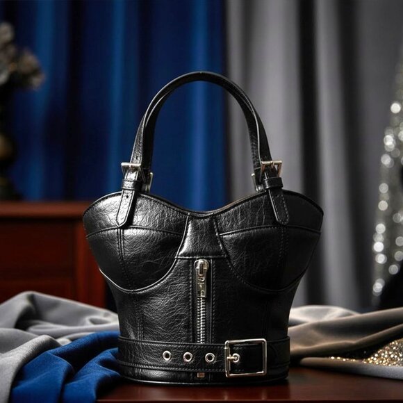 ๐Chic Sexy Corset-Style Small Bucket Handbag Punk Purse with Bold Personalityโค๏ธ - Picture 3 of 12